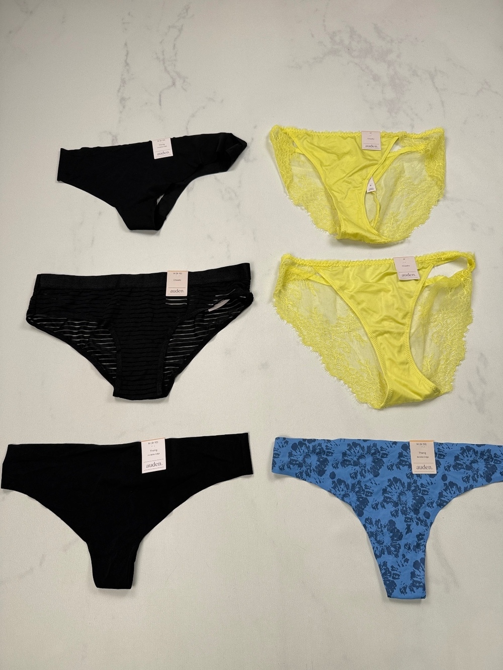 Auden Thong Underwear Black Blue Yellow 2020s Statement Style Lot 6 - Women M
